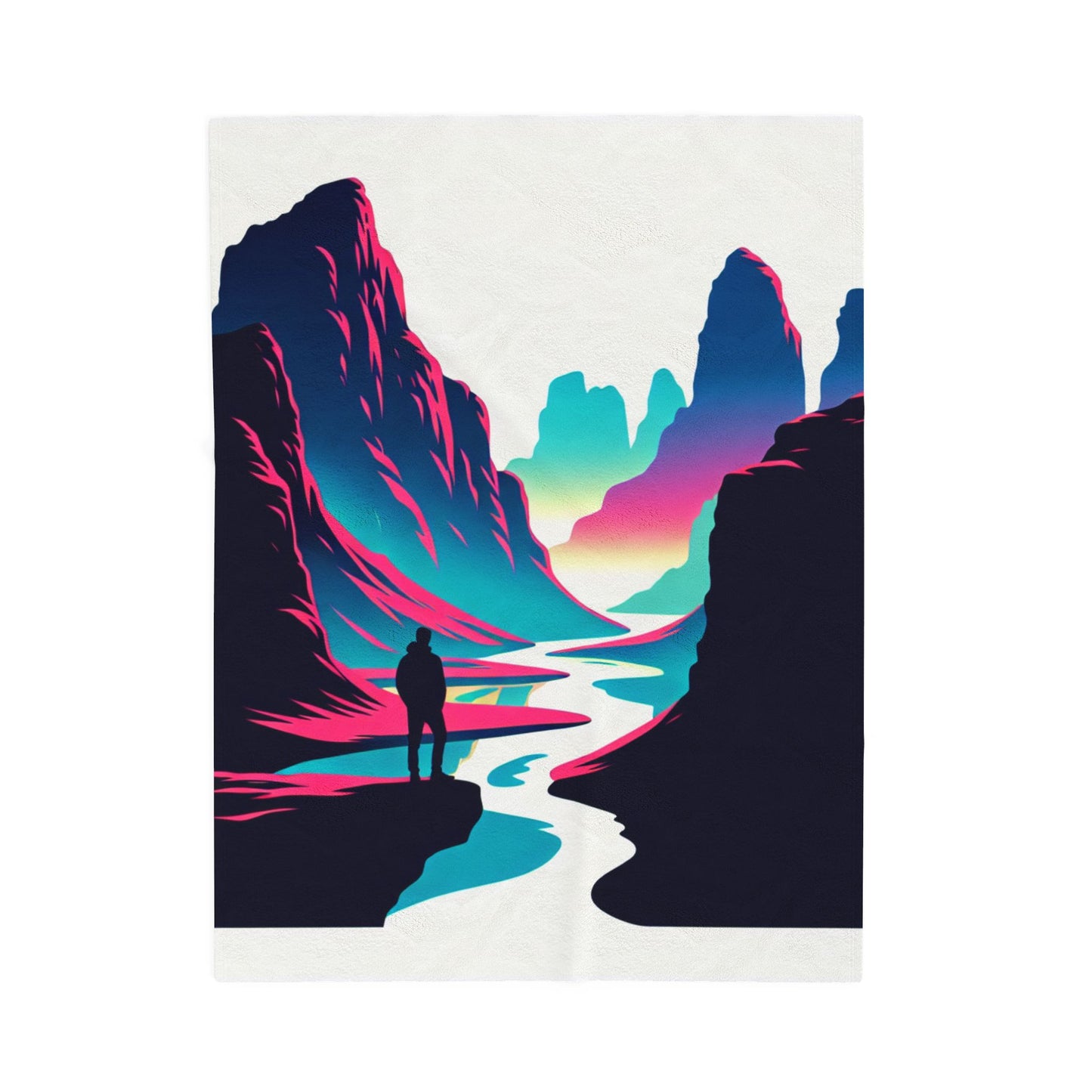 Silent Wanderer Among Peaks - Plush Blanket