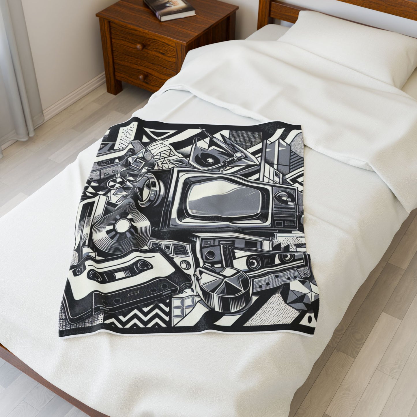 Retro Echoes: A Graphic Convergence - Plush Blanket