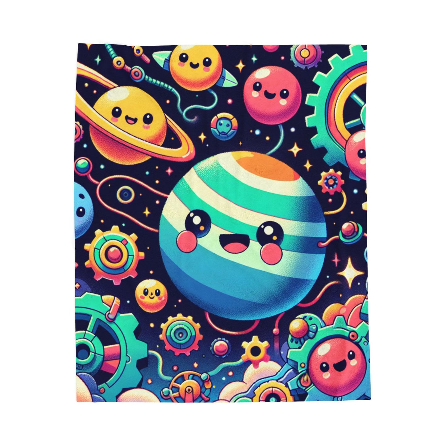 Playful Celestial Adventure - Plush Blanket