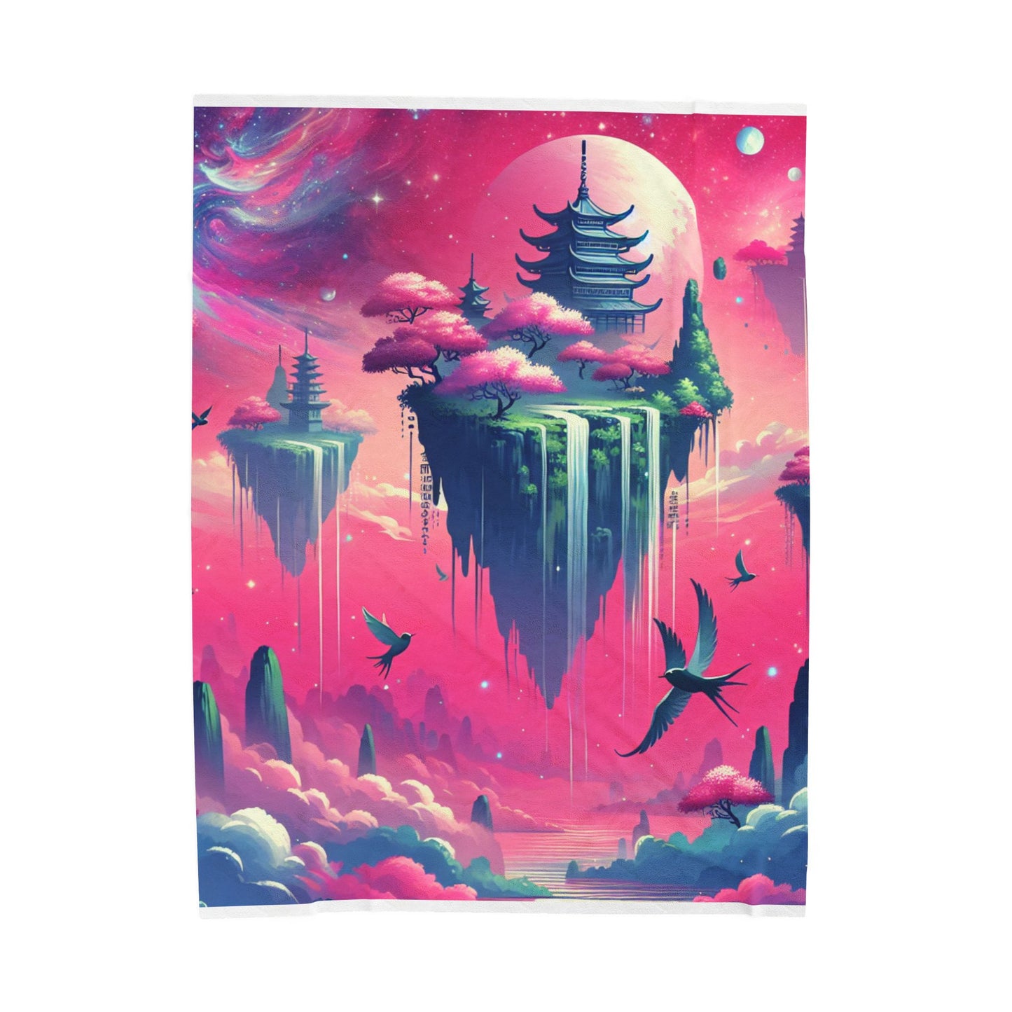 Floating Oasis in the Clouds - Plush Blanket