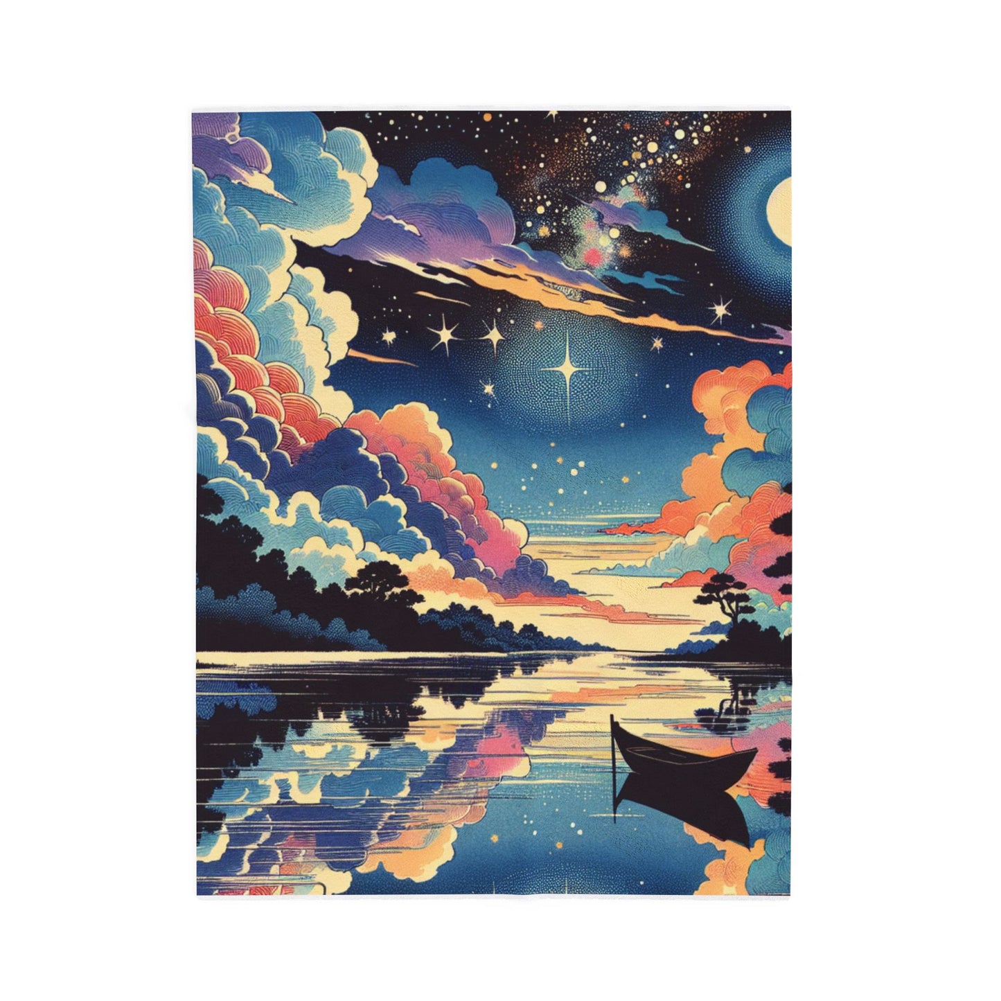 River Under Celestial Glow - Plush Blanket