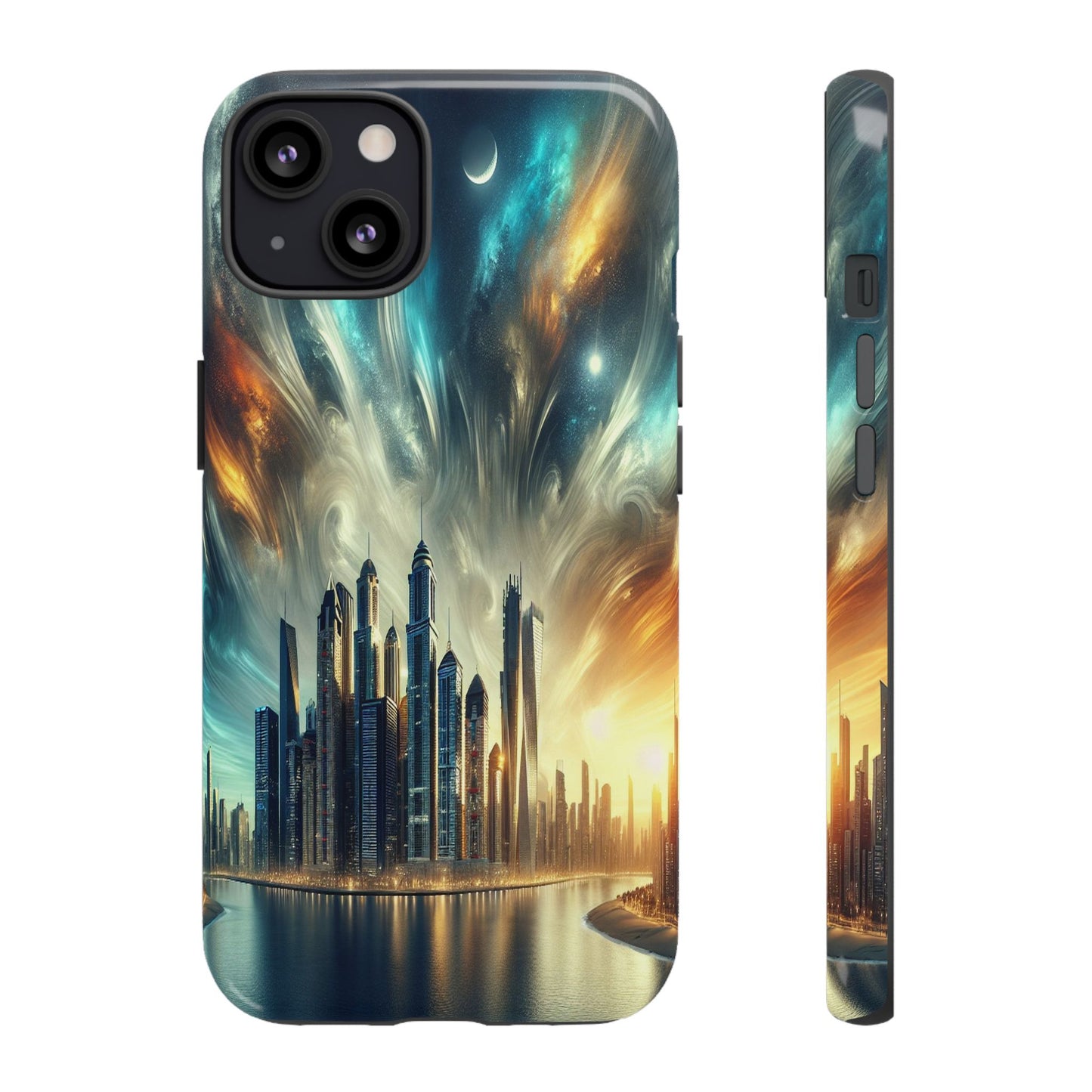 Cityscape under Celestial Tapestry - Phone Case