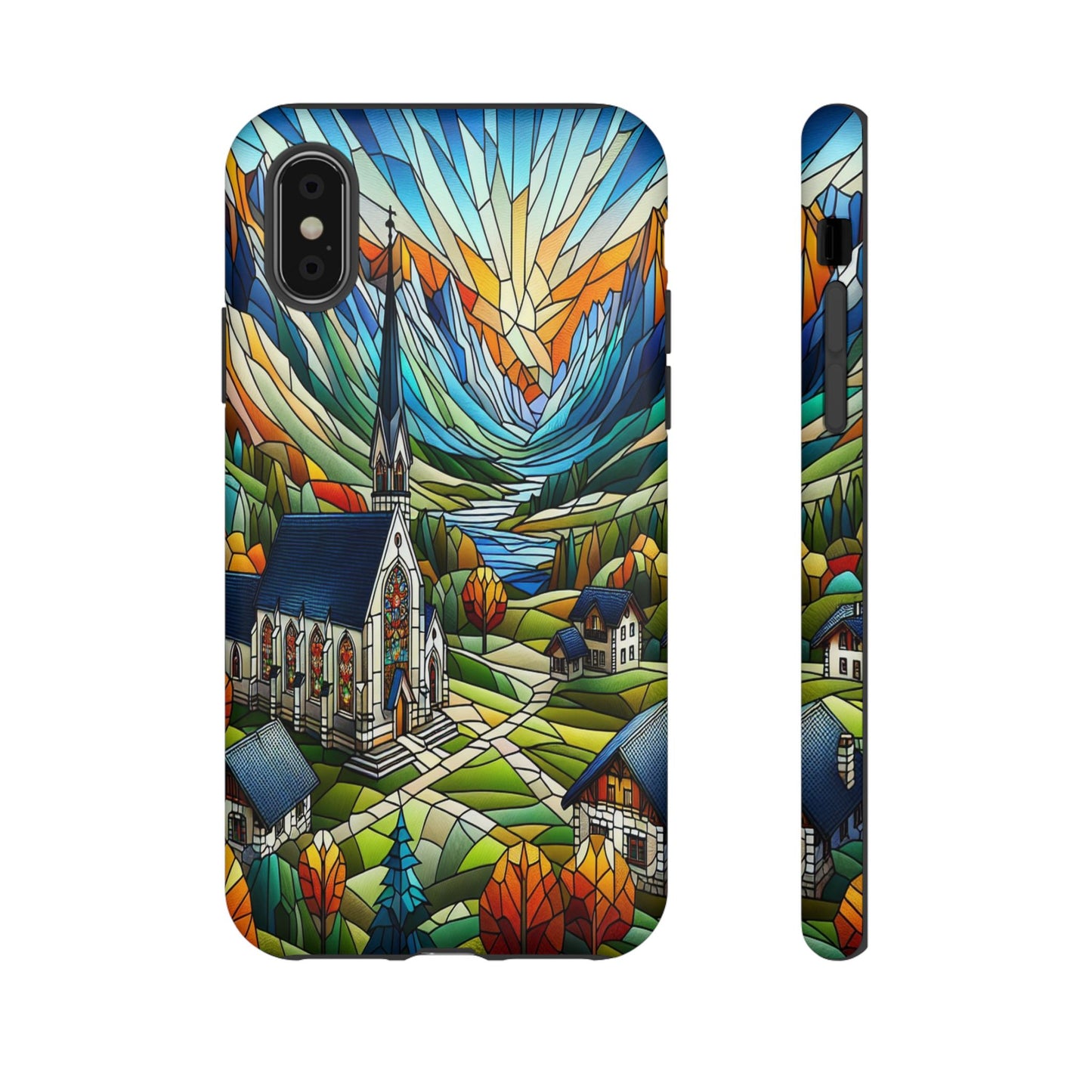 Stained Glass Countryside Scene - Phone Case