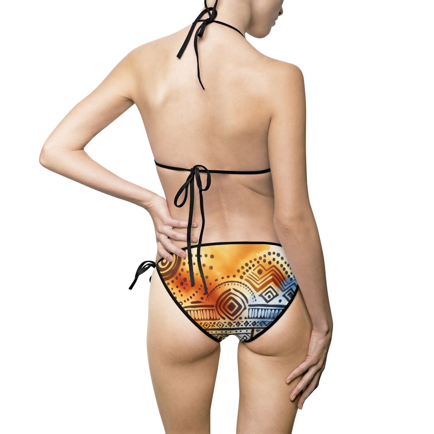 Women's Tribal Rhythms and Watercolor Hues Bikini Swimsuit