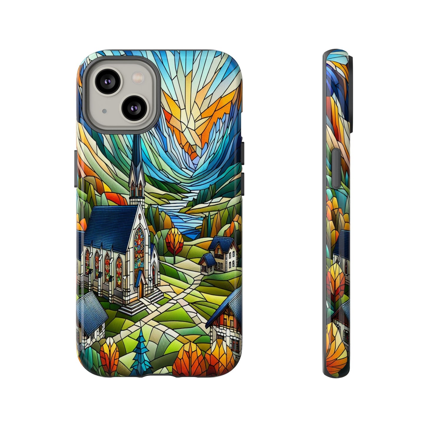 Stained Glass Countryside Scene - Phone Case