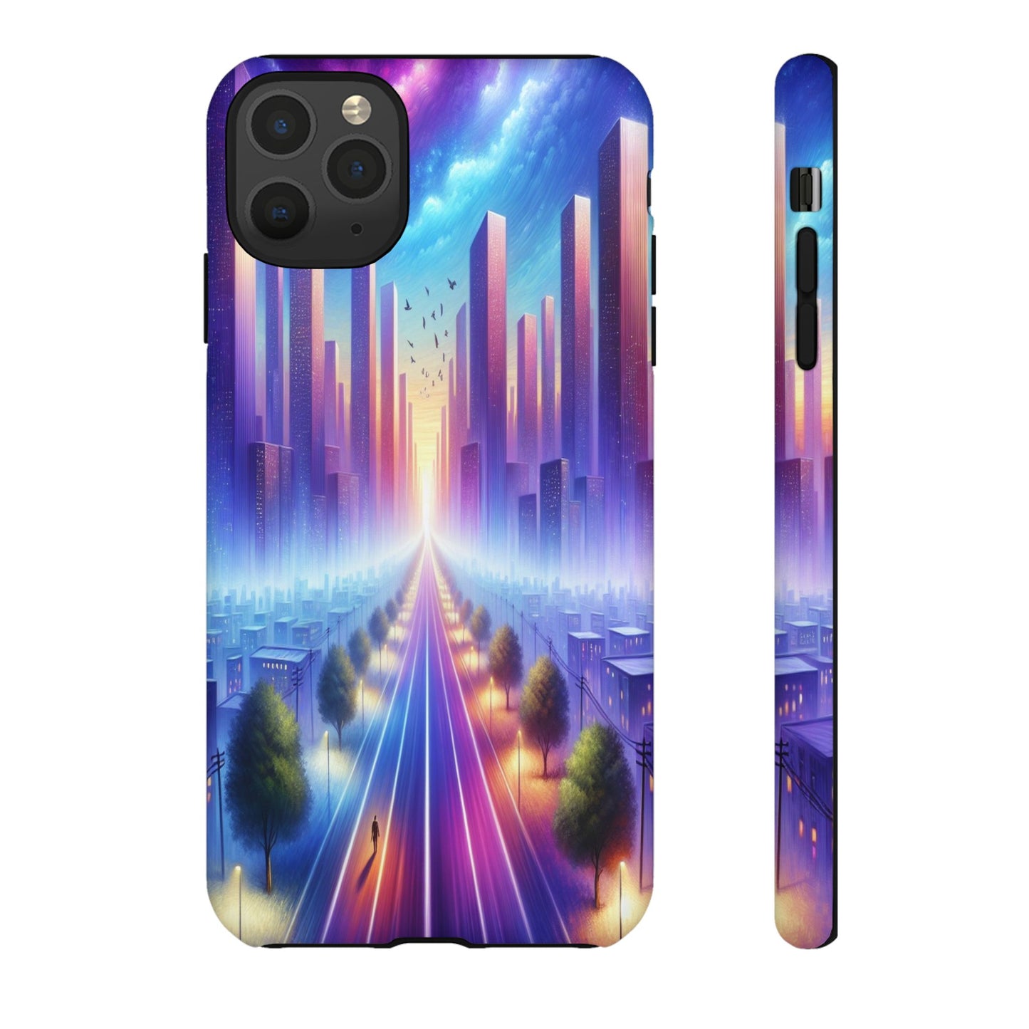 Journey into the Luminous Cityscape - Phone Case