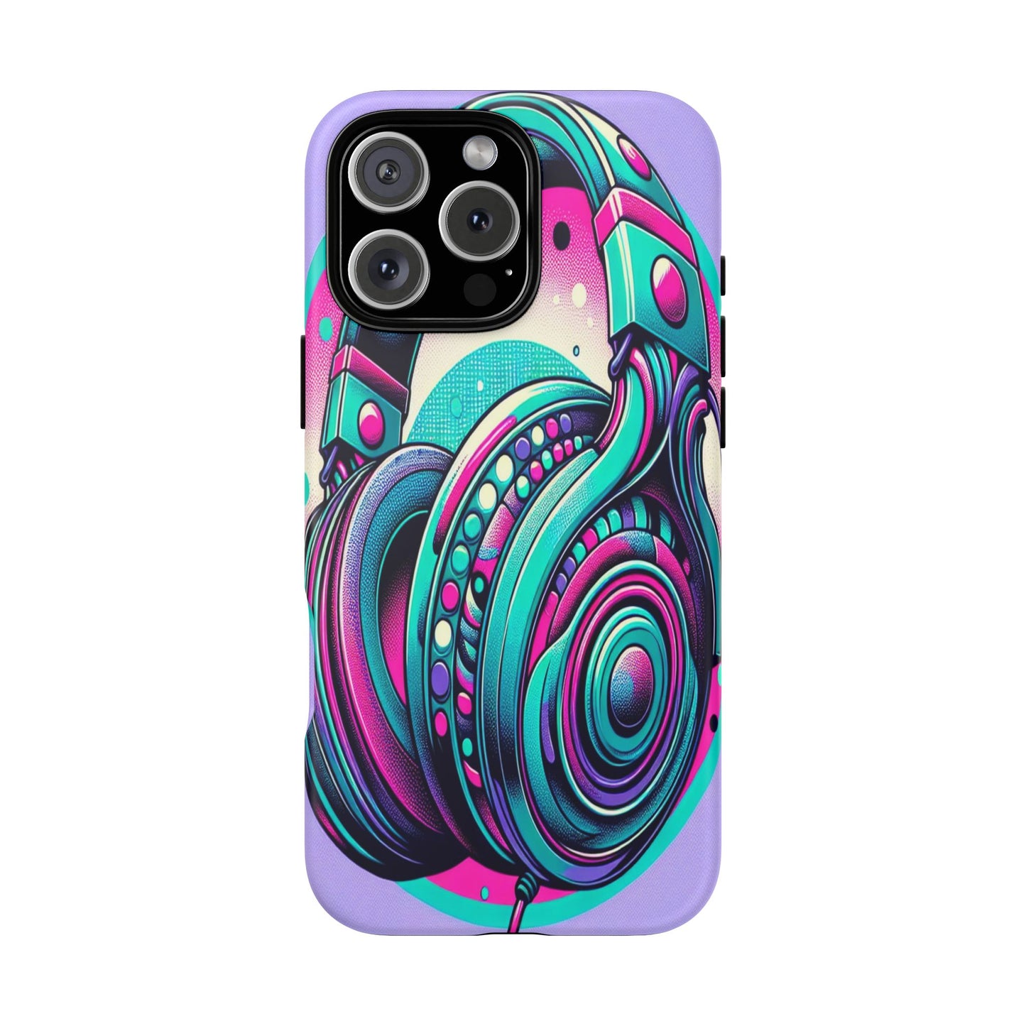 Custom ProtectiveHeadphone Vibes in Electric ColorsIphone Case Compatible With Iphone 16 15 14 - Phone Cover