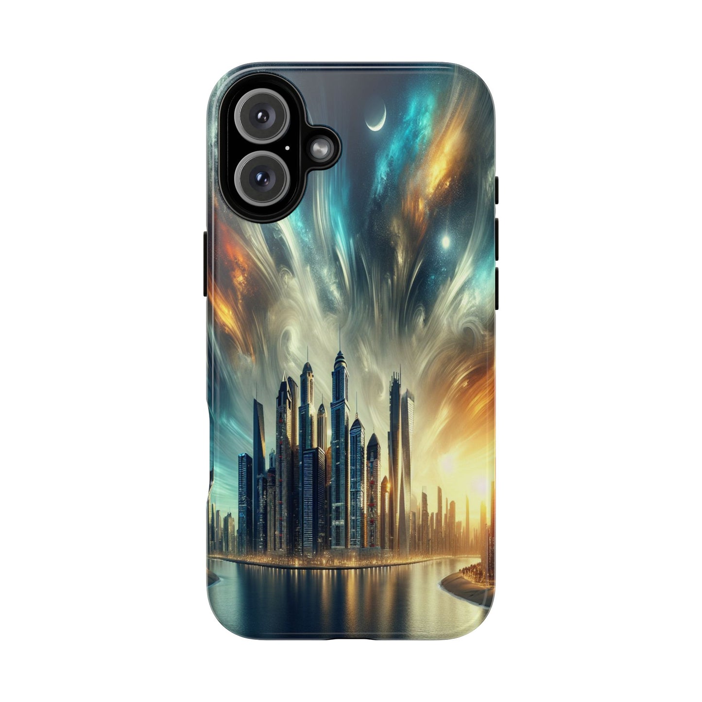 Cityscape under Celestial Tapestry - Phone Case