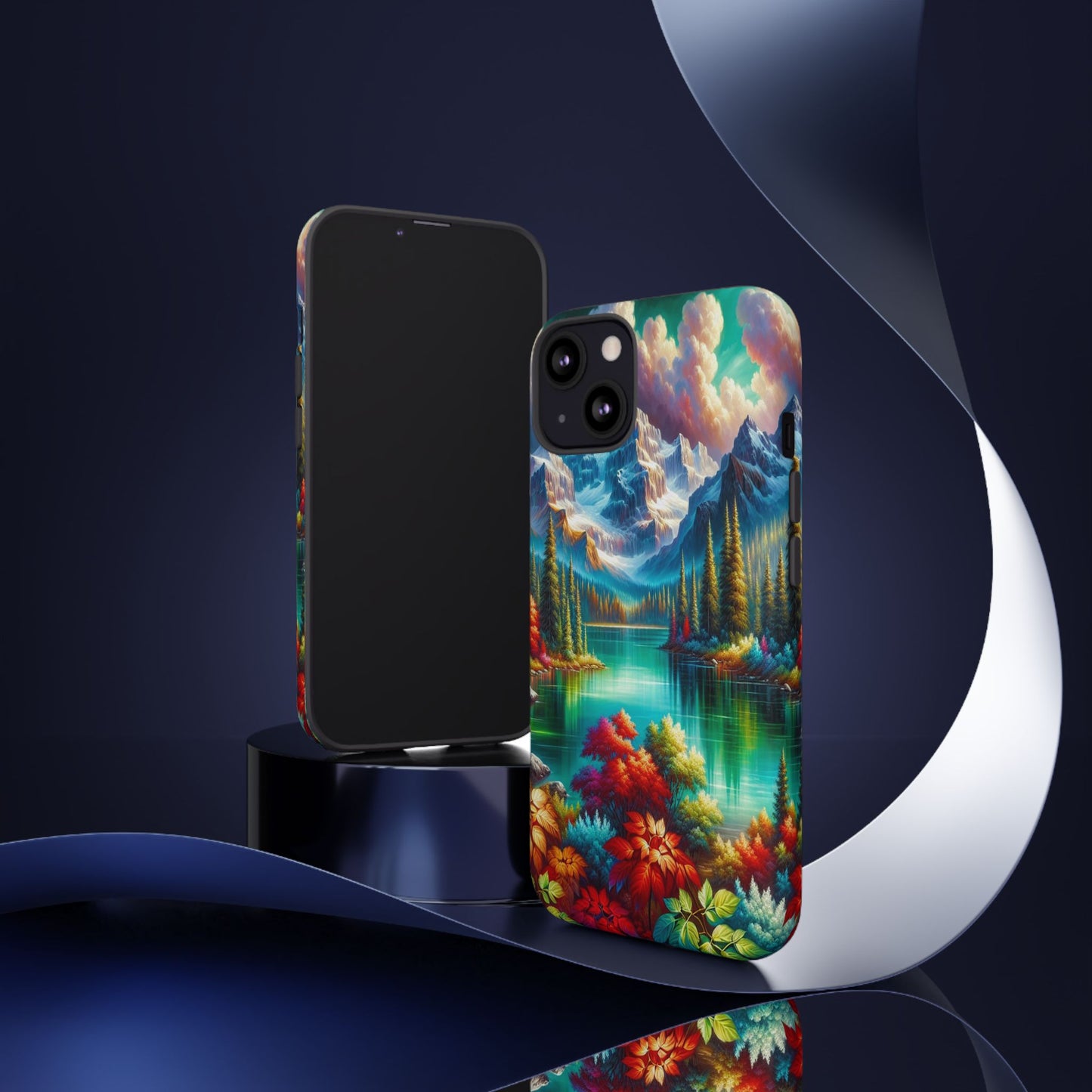 Colorful Mountain Lake Scene - Phone Case
