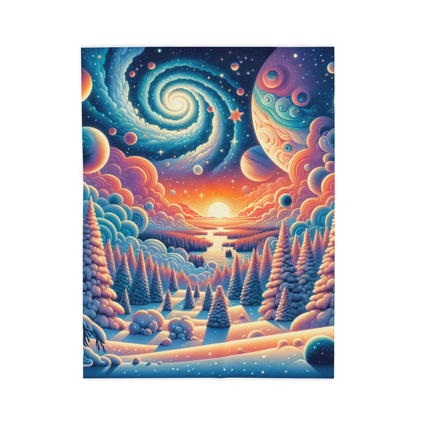 Cosmic Winter's Embrace - Plush Blanket