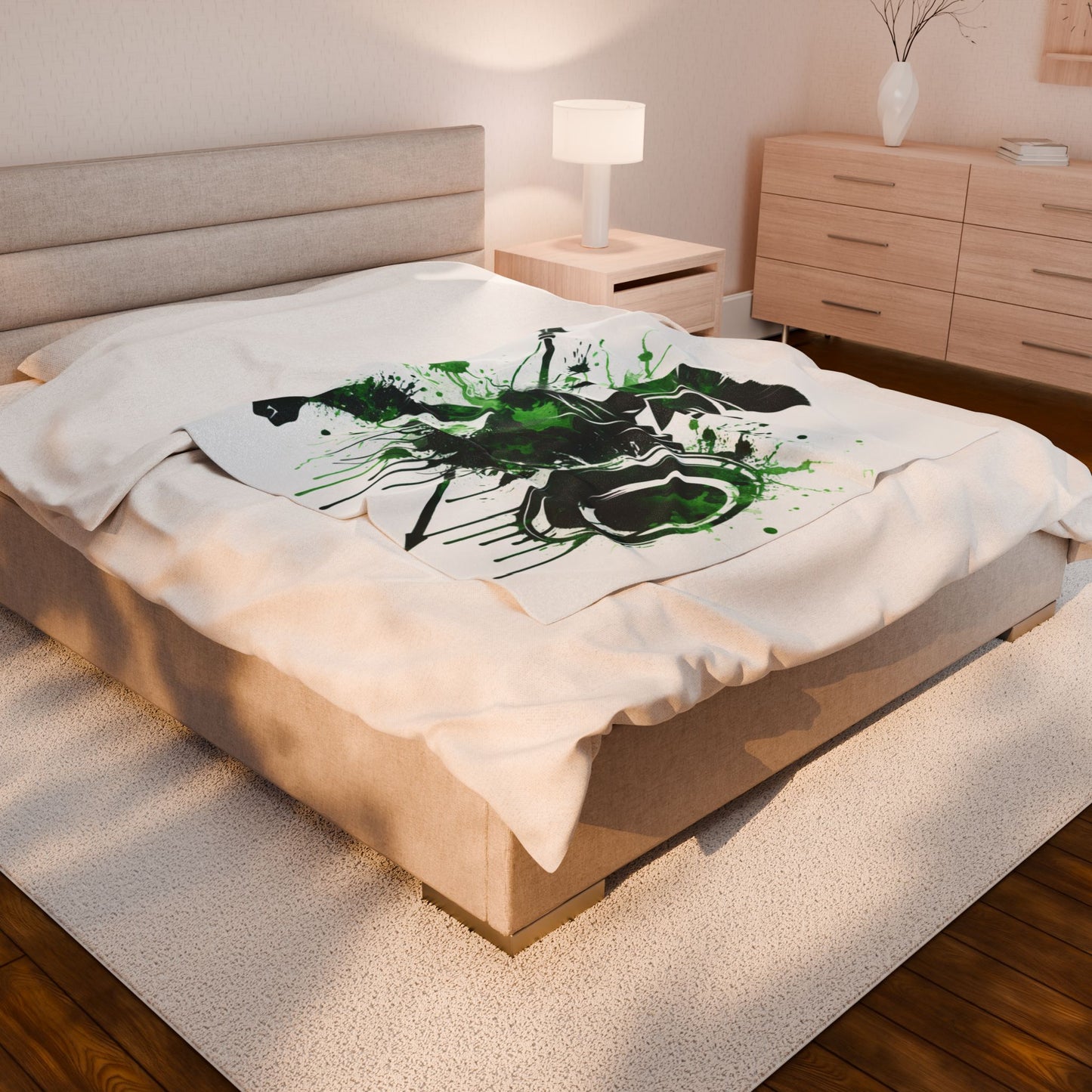 Warrior in Green Splatter - Plush Blanket