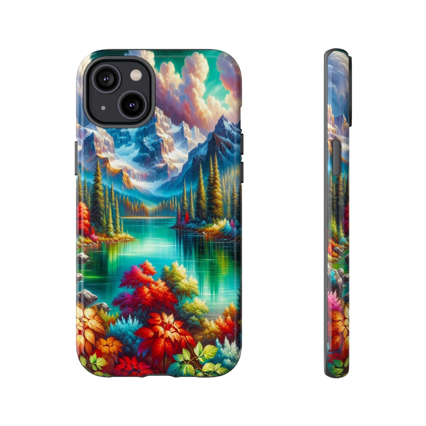 Colorful Mountain Lake Scene - Phone Case