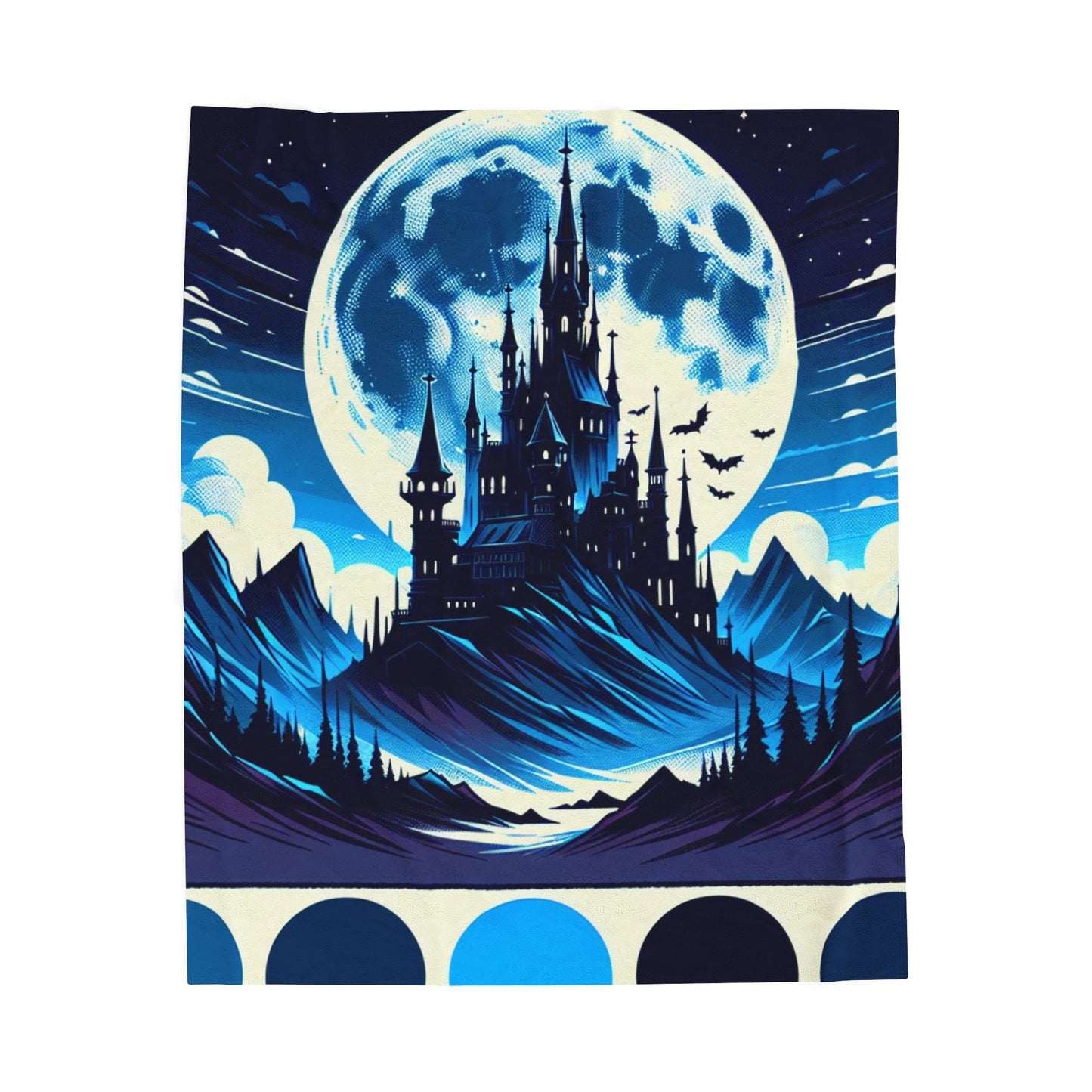 Moonlit Castle in the Mountains - Plush Blanket
