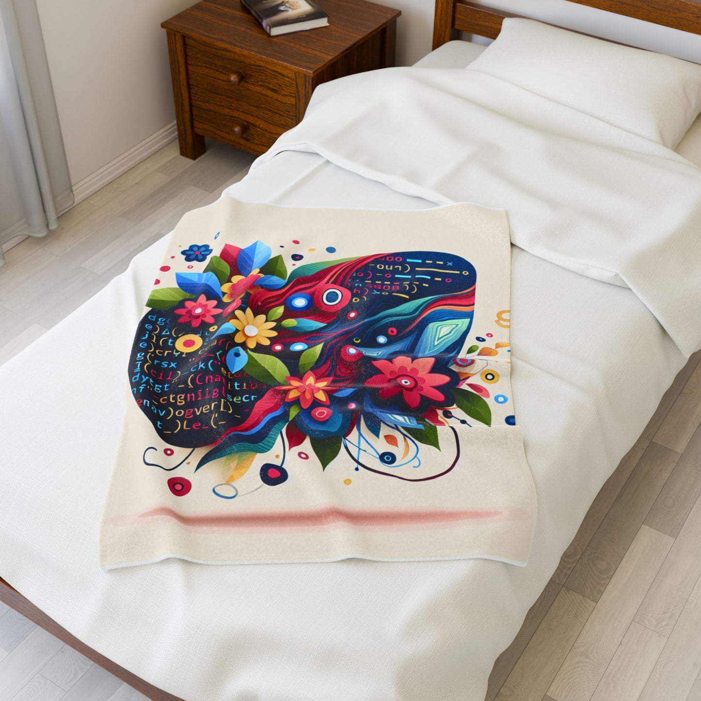 Digital Flora Fusion - Plush Blanket