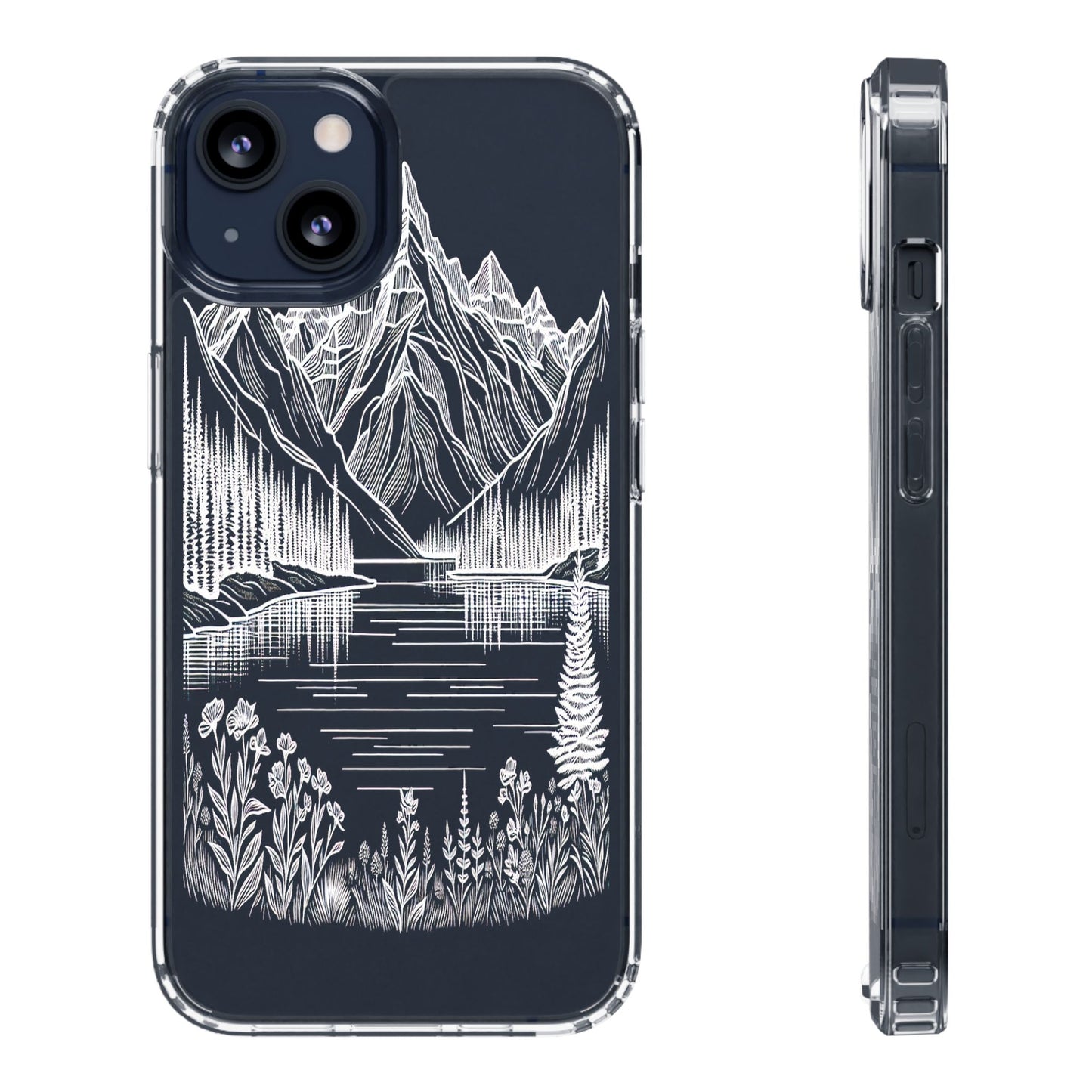 Transparent Majestic Peaks and Flora Iphone Case Compatible With Iphone 16 15 14 - Clear Phone Cover