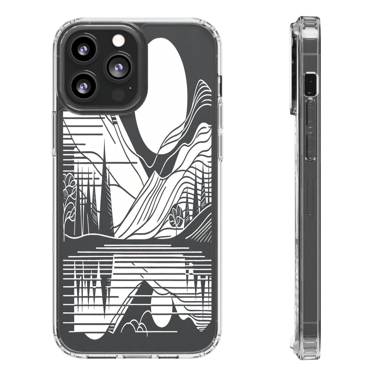 Transparent Lines and Landscape Iphone Case Compatible With Iphone 16 15 14 - Clear Phone Cover