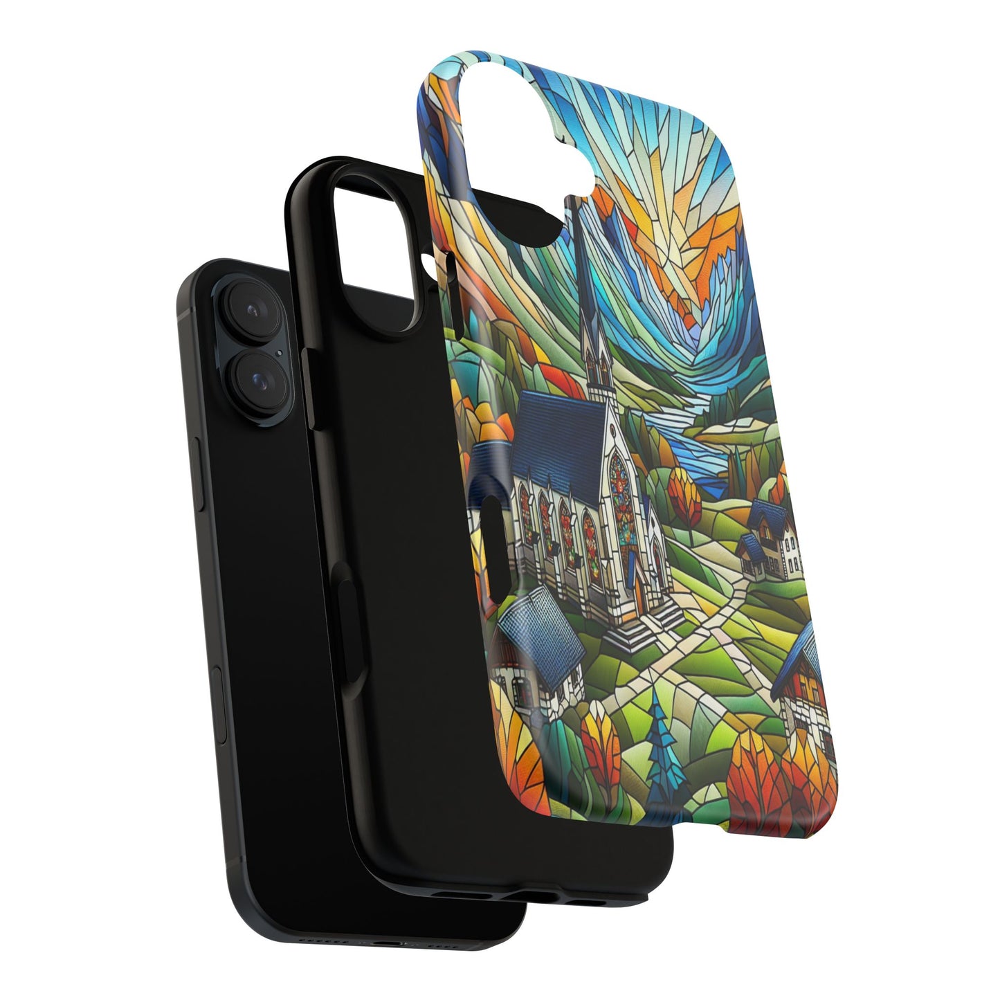 Stained Glass Countryside Scene - Phone Case