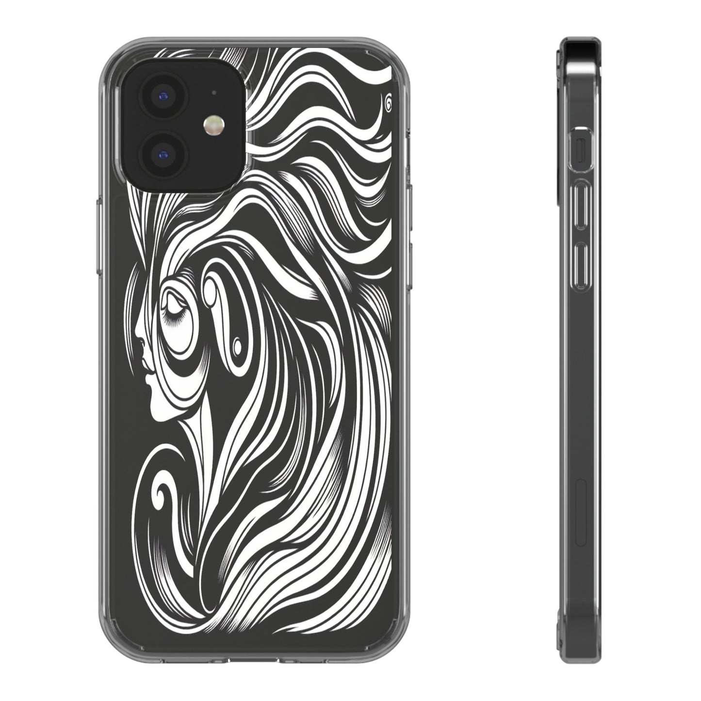 Transparent Flowing Contours Iphone Case Compatible With Iphone 16 15 14 - Clear Phone Cover