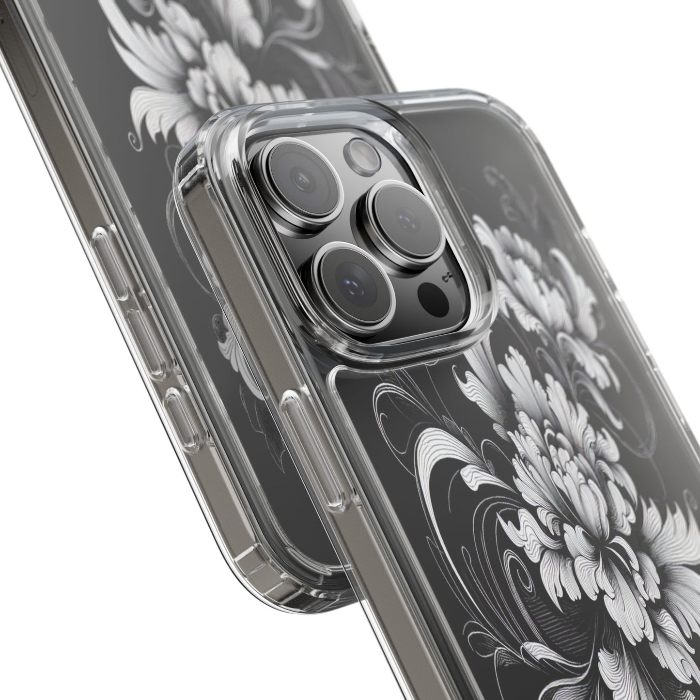 Transparent Intricate Flourish Design Iphone Case Compatible With Iphone 16 15 14 - Clear Phone Cover