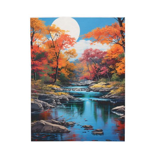 Riverside Hues in Fall- Plush Blanket
