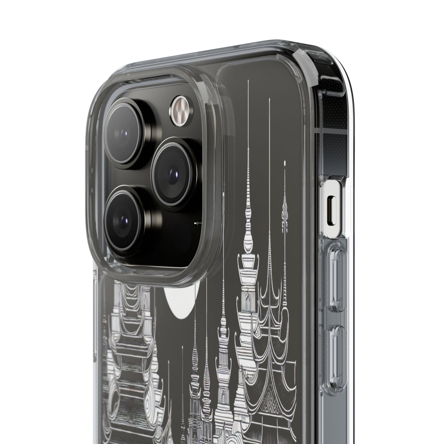 Transparent Temple Silhouette Under Bright Moon Iphone Case Compatible With Iphone 16 15 14 - Clear Phone Cover