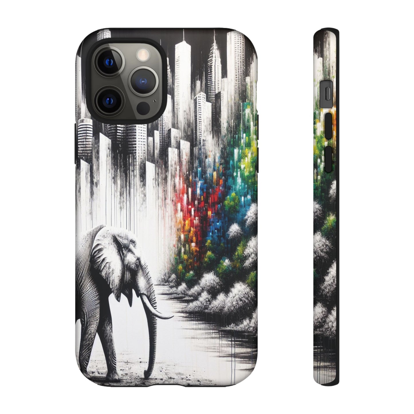 Protective Elephant's Journey Through the Cityscape Iphone Case Compatible With Iphone 16 15 14 - Phone Cover