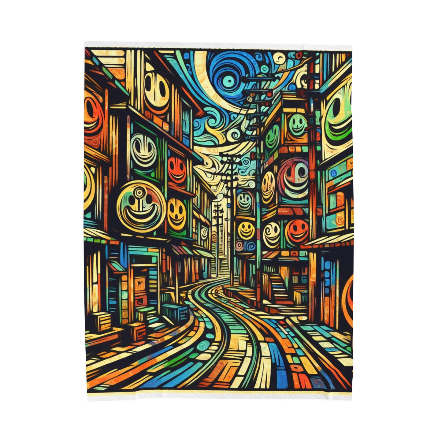 Curved Street Smiles - Plush Blanket