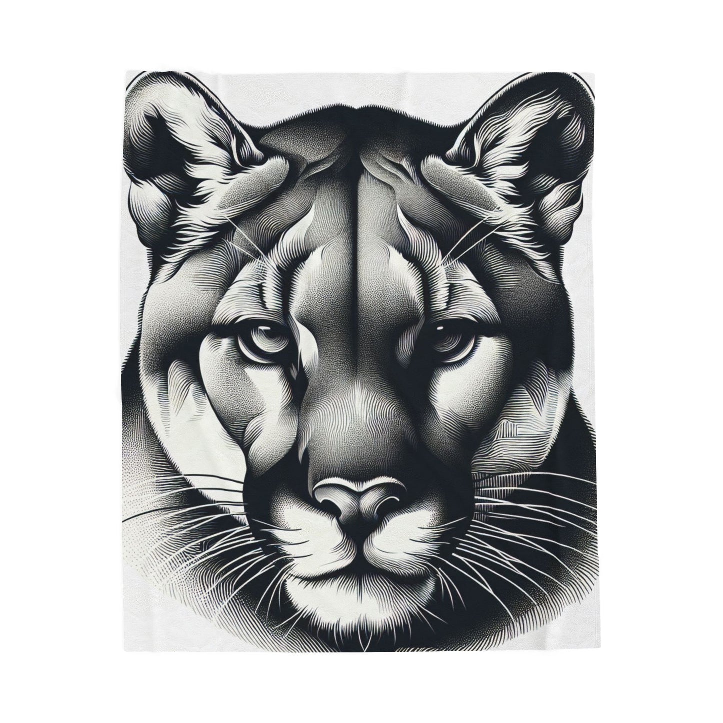 Mountain Lion Prowess in Monochrome- Plush Blanket