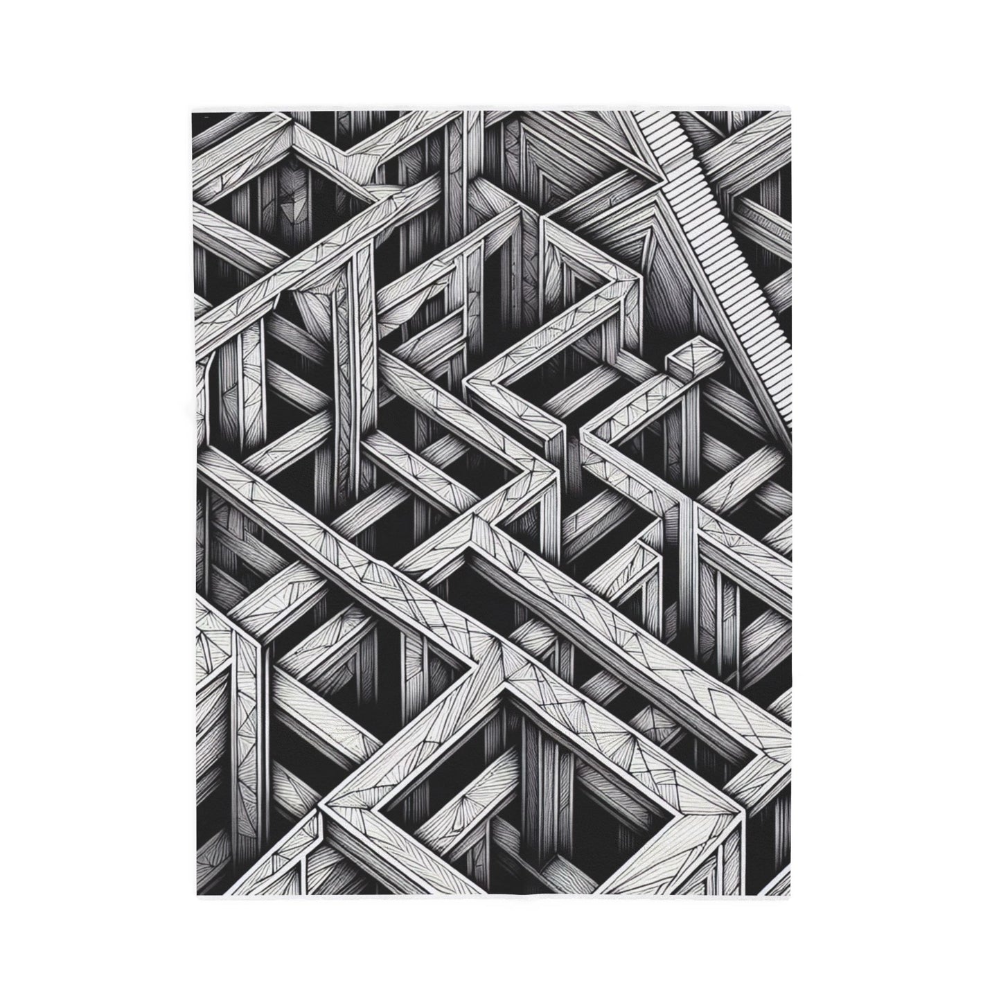 Maze of Shadows and Lines - Plush Blanket
