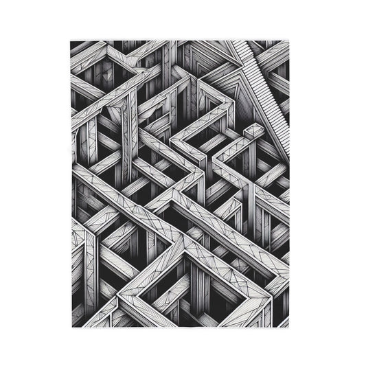 Maze of Shadows and Lines - Plush Blanket