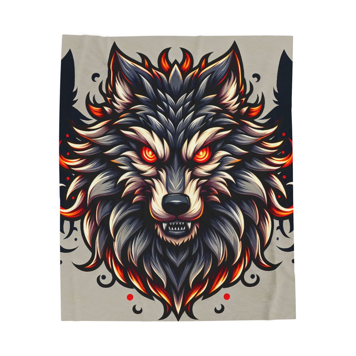 Fierce Wolf's Glare - Plush Blanket