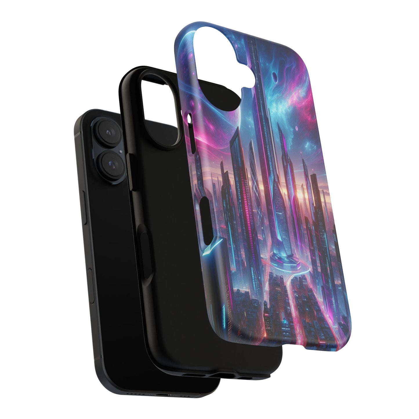 Custom ProtectiveFuturistic Cityscape with Celestial BackdropIphone Case Compatible With Iphone 16 15 14 - Phone Cover