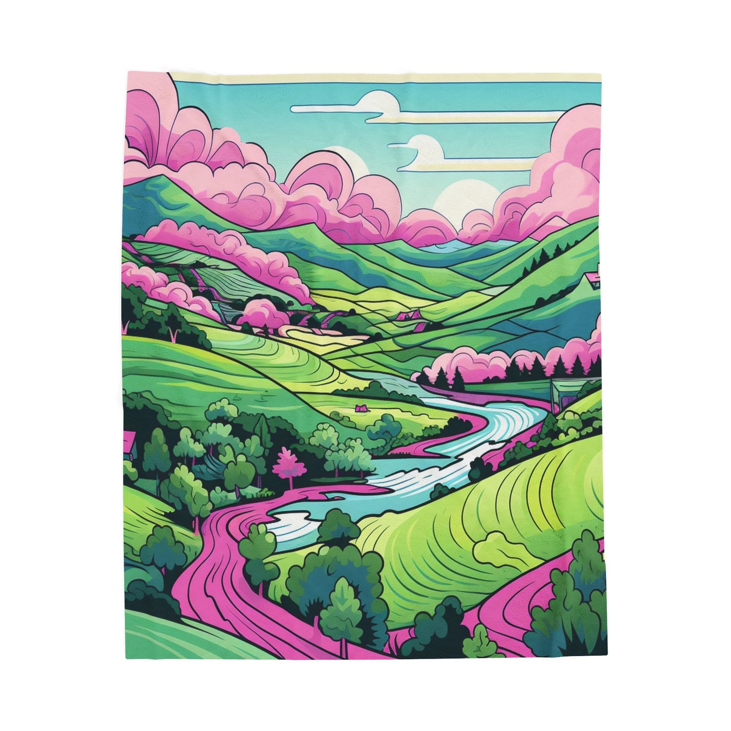 Vibrant Valley Dreamscape- Plush Blanket