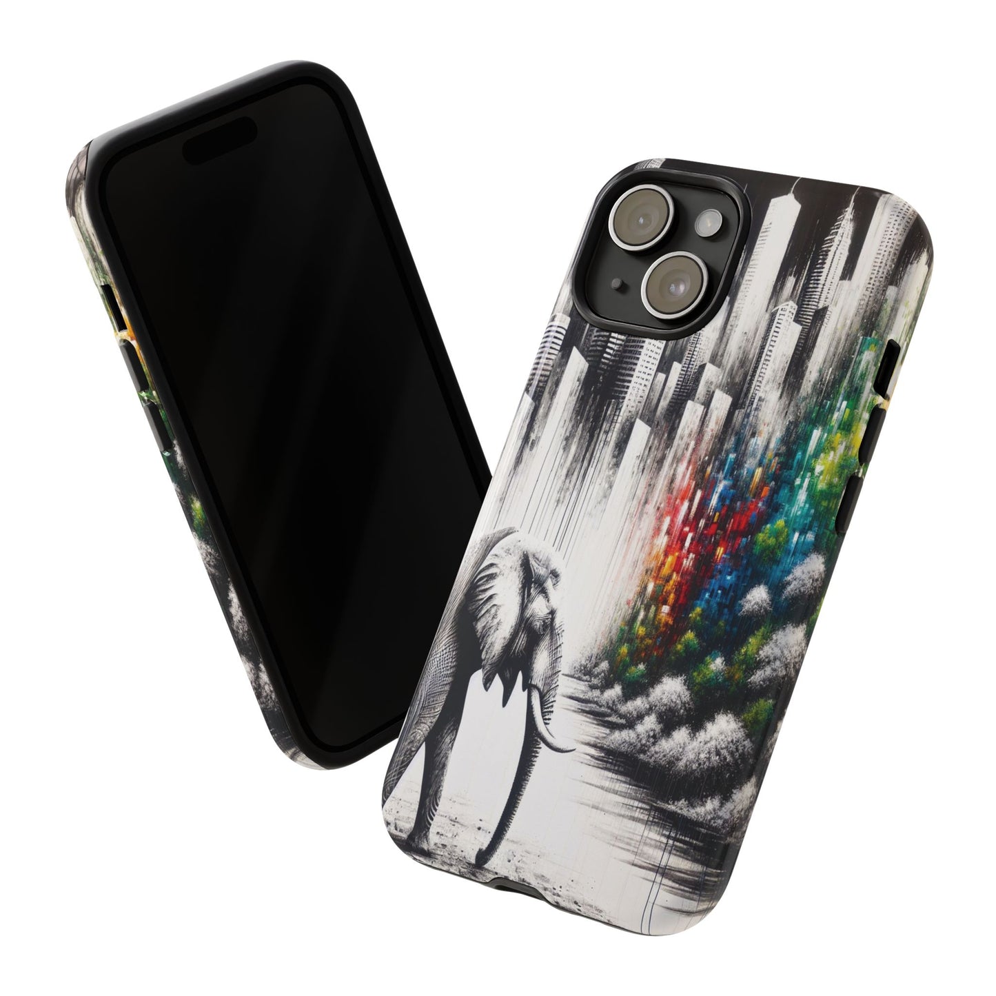 Protective Elephant's Journey Through the Cityscape Iphone Case Compatible With Iphone 16 15 14 - Phone Cover