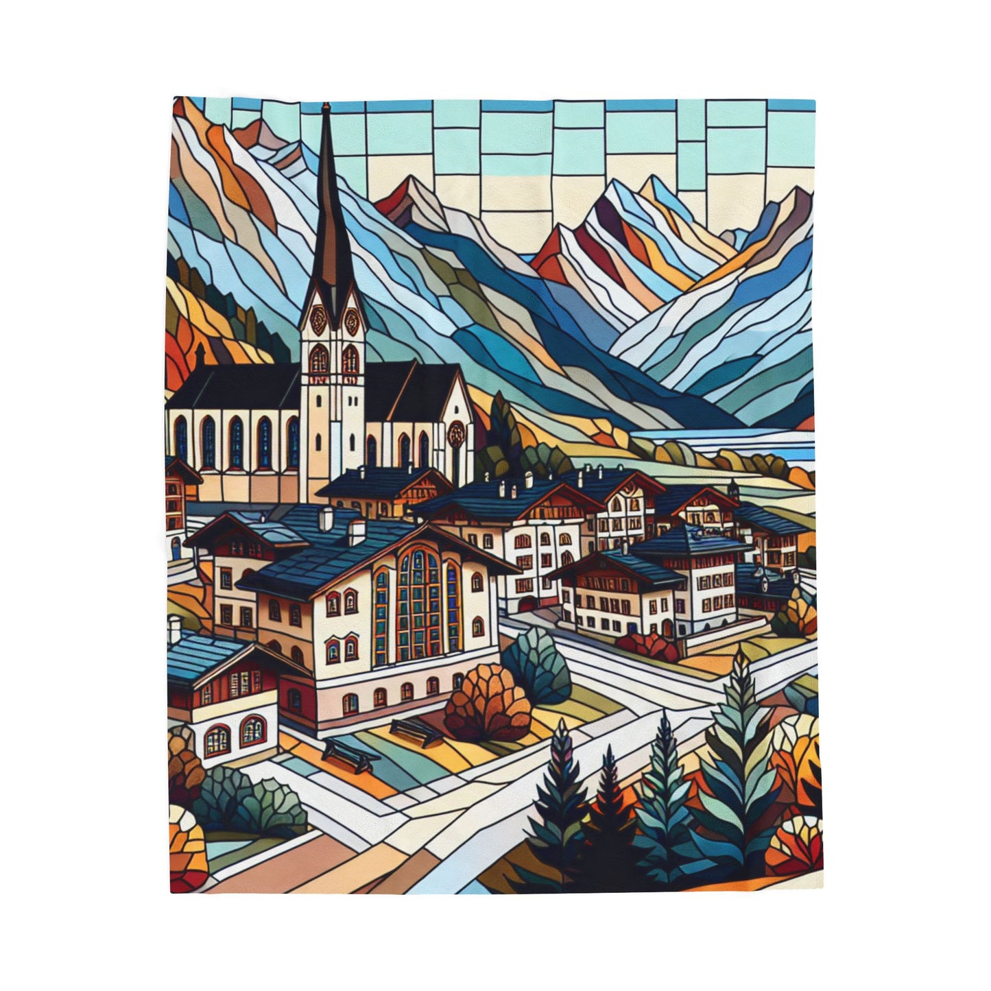 Alpine Mosaic Retreat- Plush Blanket