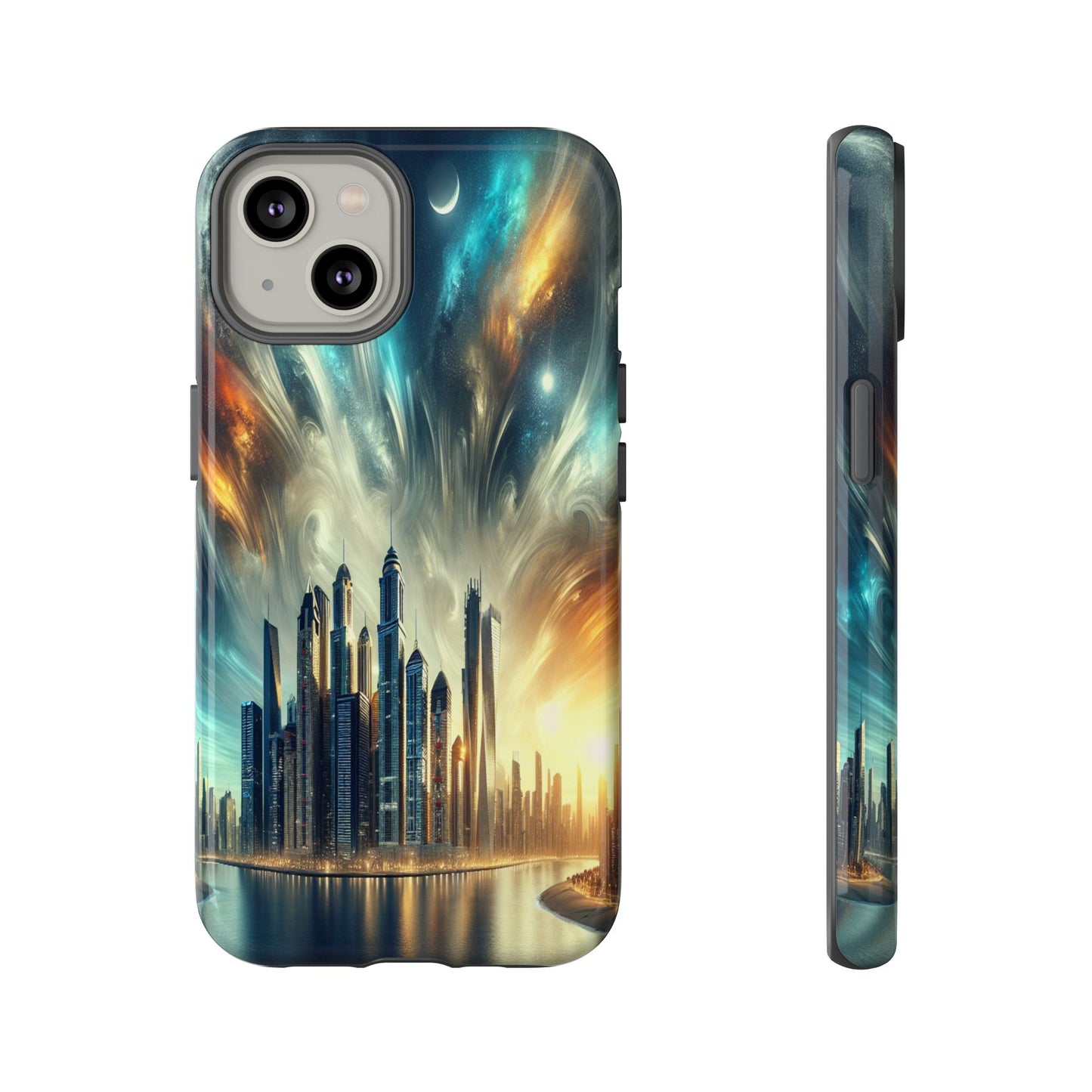 Cityscape under Celestial Tapestry - Phone Case