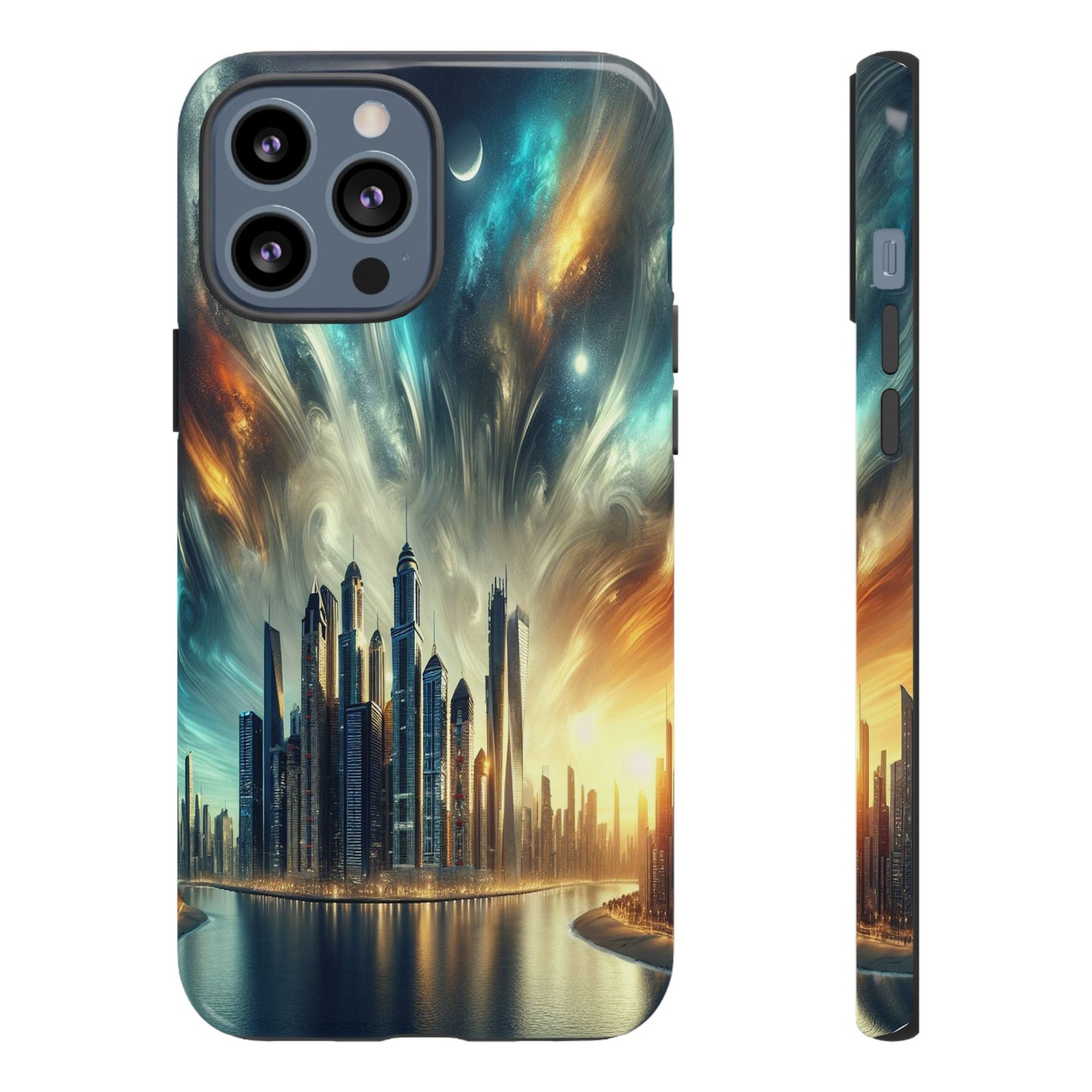 Cityscape under Celestial Tapestry - Phone Case