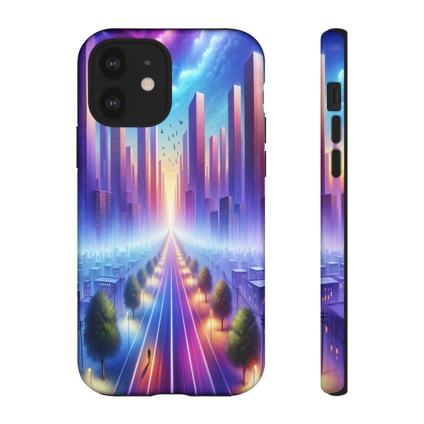 Journey into the Luminous Cityscape - Phone Case