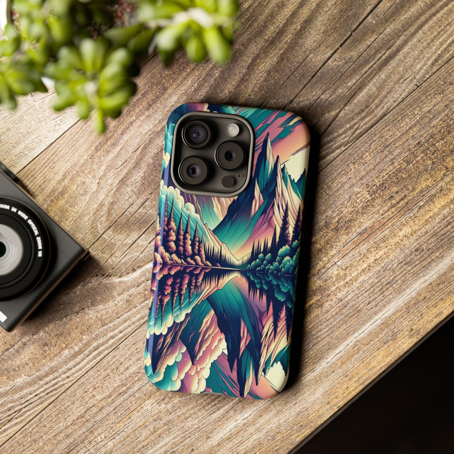 Tranquil Peaks and Reflected Skies - Phone Case
