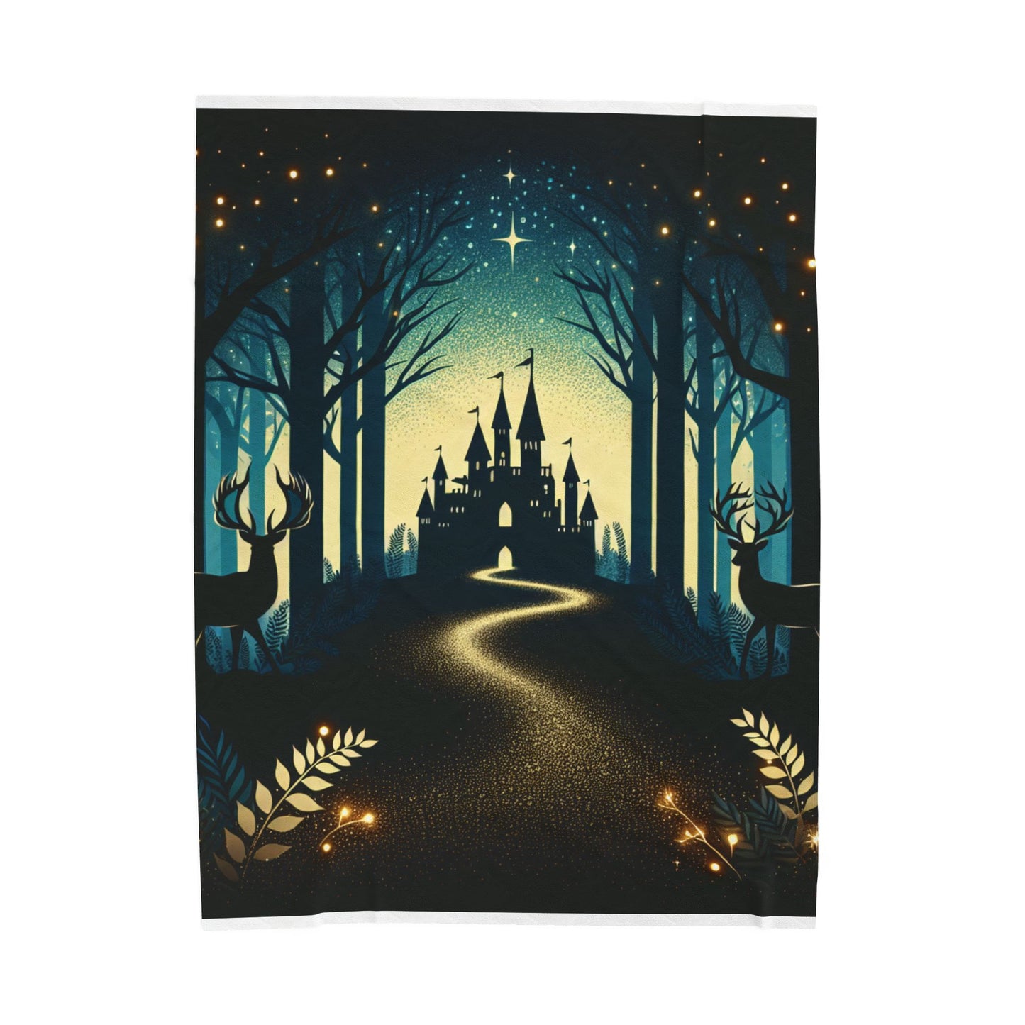 Mystical Enclave in the Starlit Grove - Plush Blanket