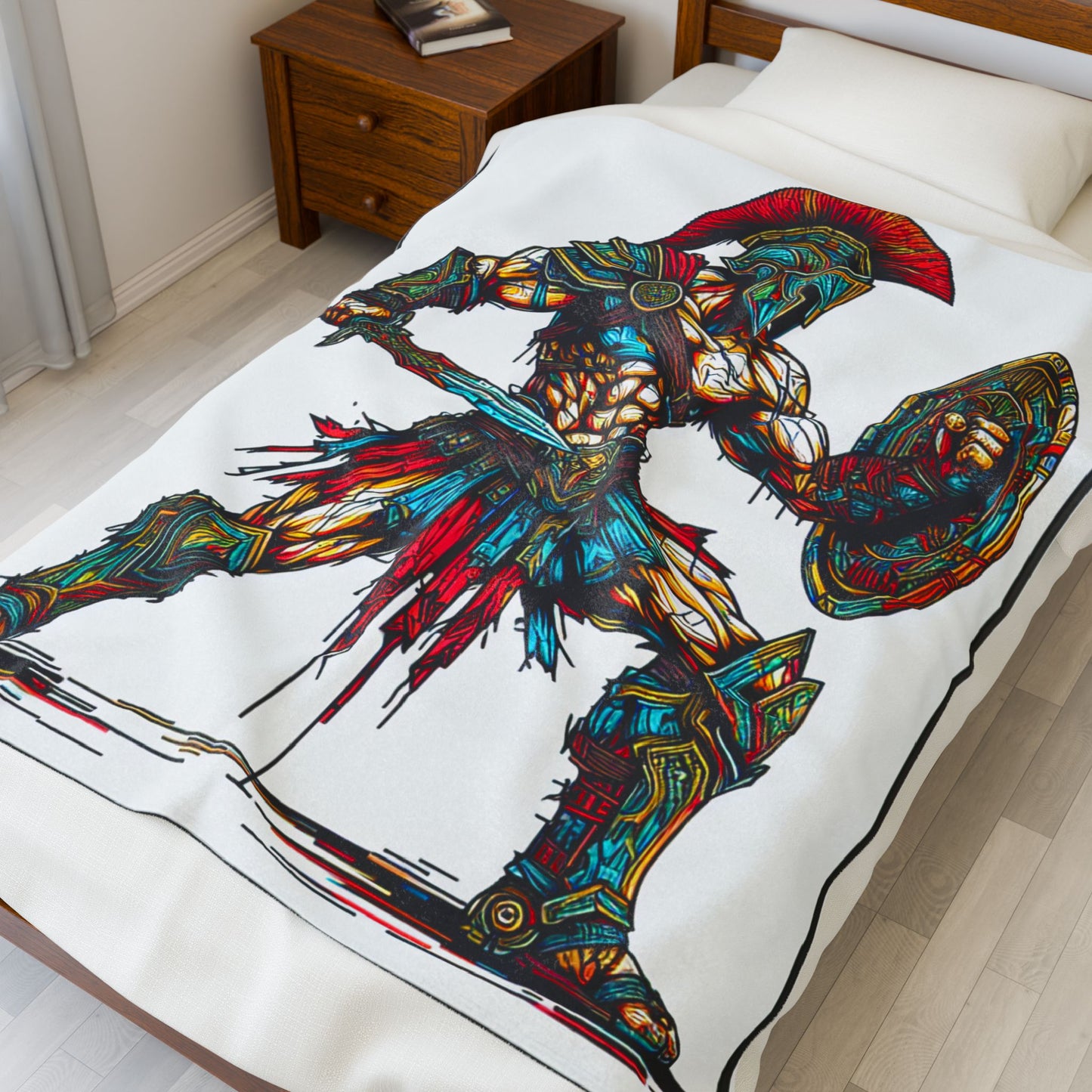 Warrior in Stained Glass- Plush Blanket