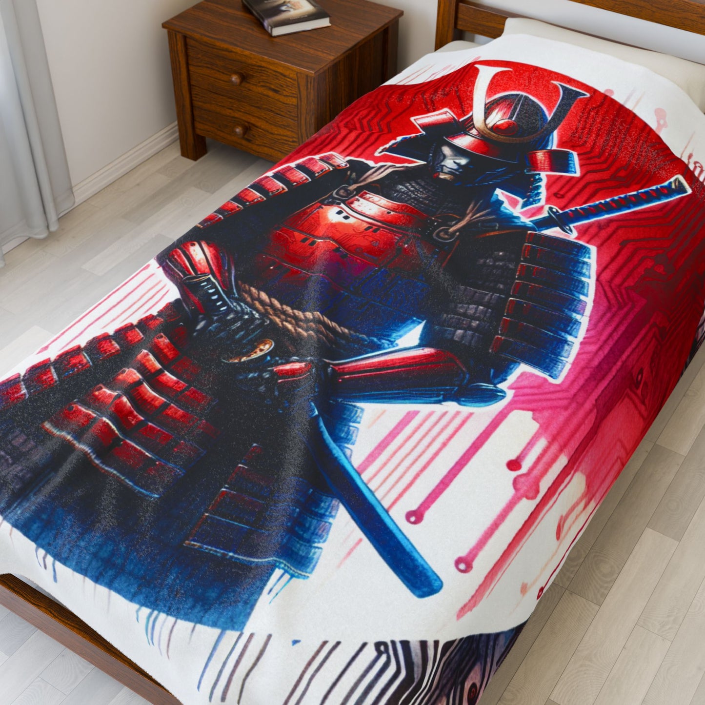 Samurai Cyber Nexus - Plush Blanket