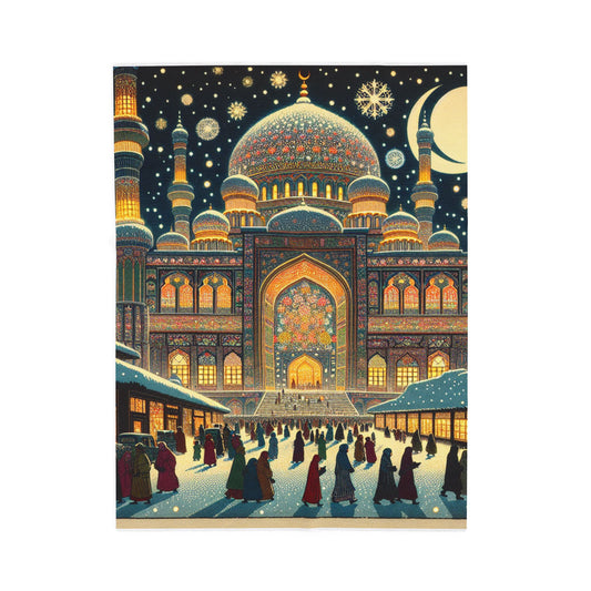 Snowy Night at the Grand Mosque - Plush Blanket