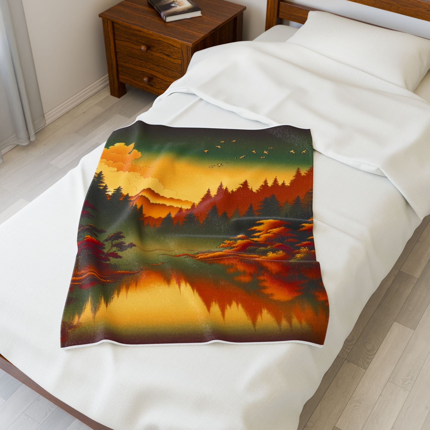 Golden Forest Reflections - Plush Blanket