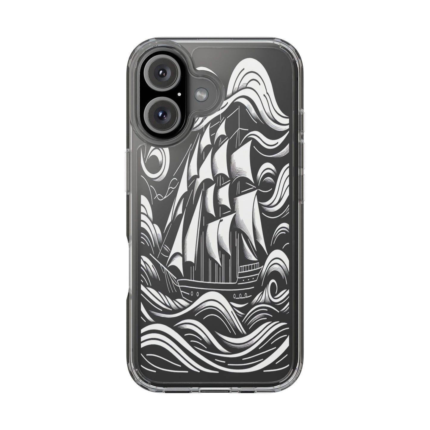 Transparent Journey on the Waves Iphone Case Compatible With Iphone 16 15 14 - Clear Phone Cover