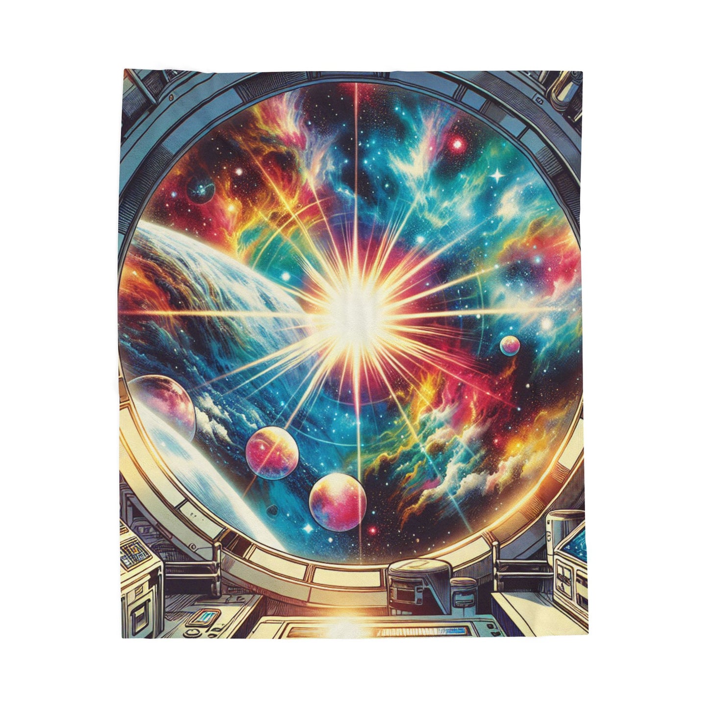 Galaxy Portal View from Spacecraft - Plush Blanket