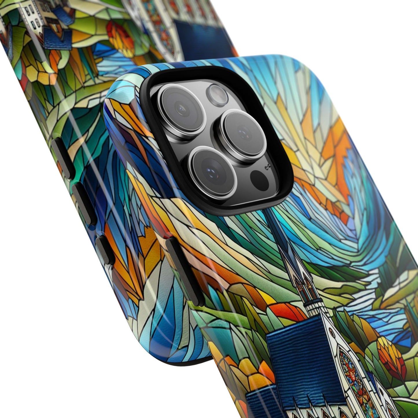 Stained Glass Countryside Scene - Phone Case