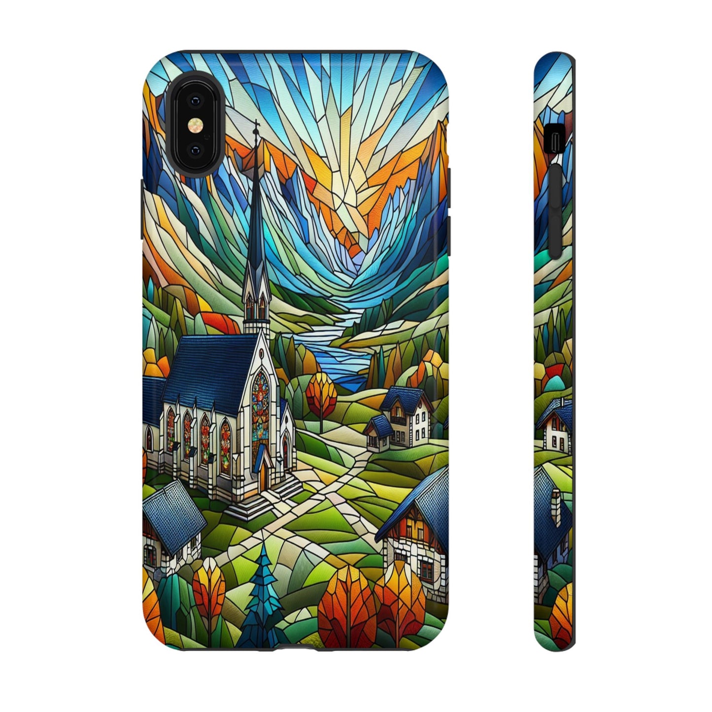Stained Glass Countryside Scene - Phone Case
