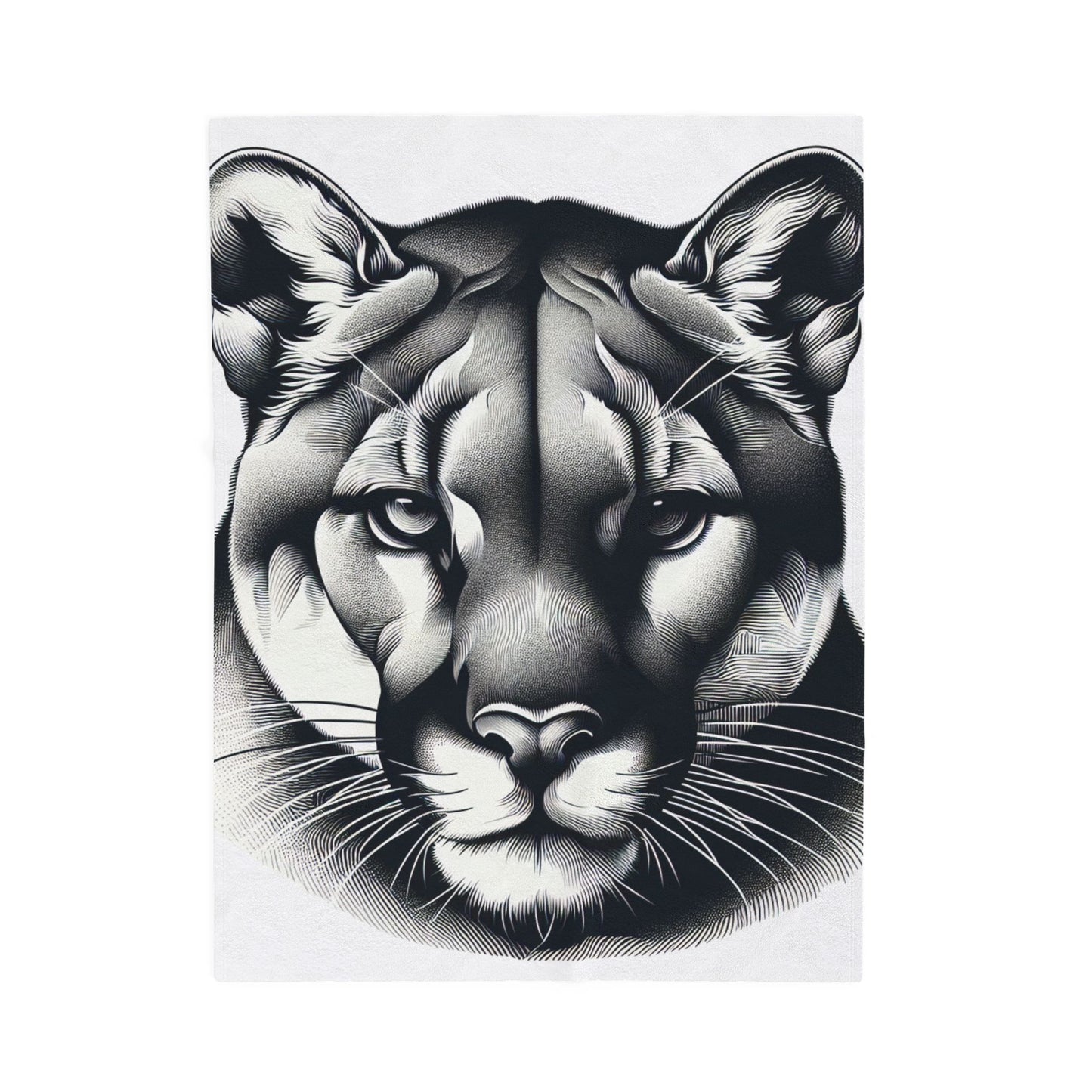 Mountain Lion Prowess in Monochrome- Plush Blanket