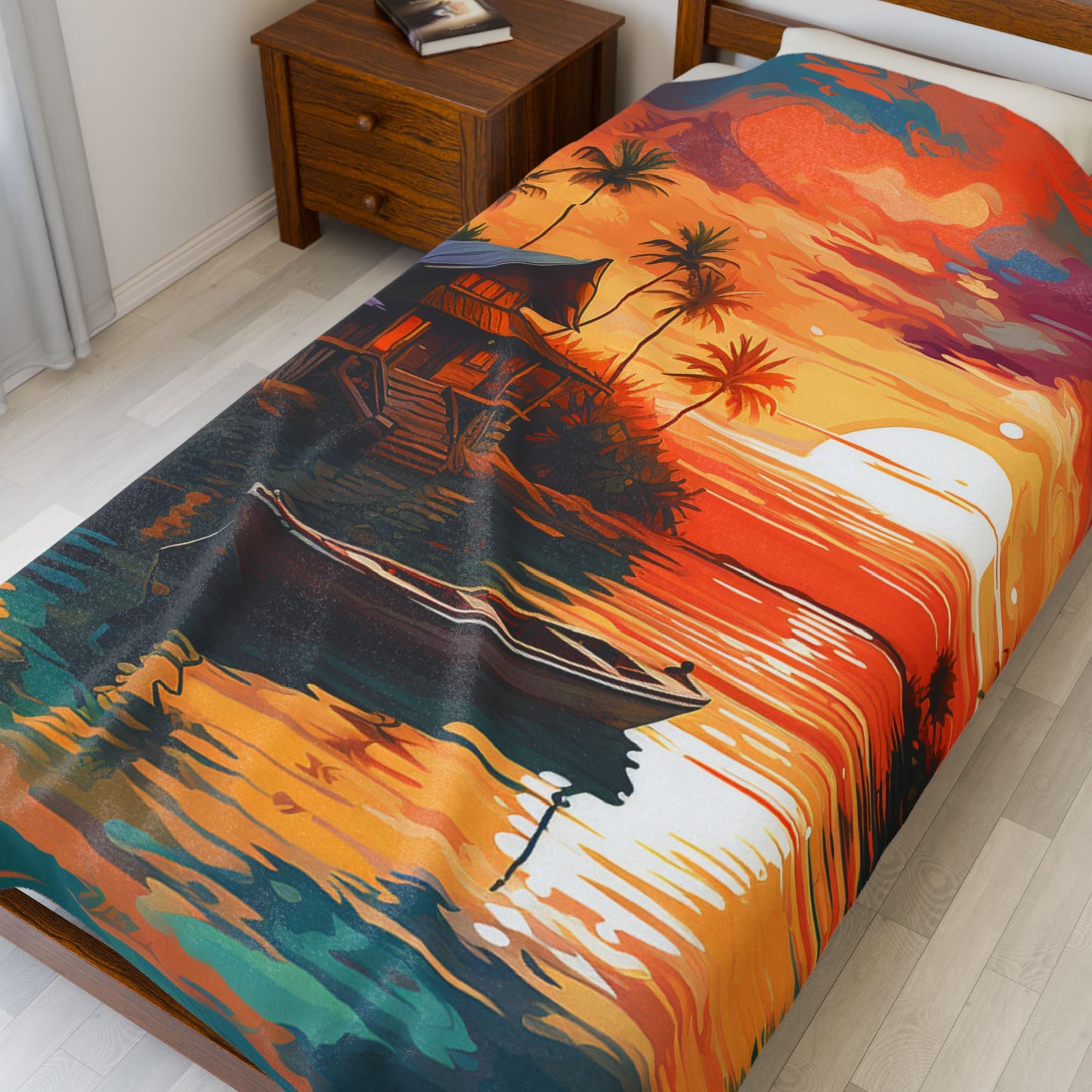 Tropical Sunset Serenity- Plush Blanket